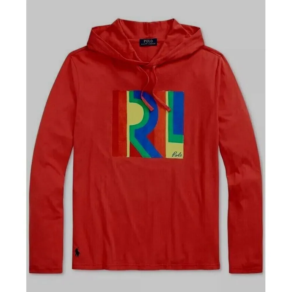 Polo Ralph Lauren Medium Rainbow Box Logo Jersey‎ Graphic T-Shirt Hoodie Red